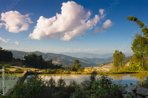 Evening landscape in the rice terraces