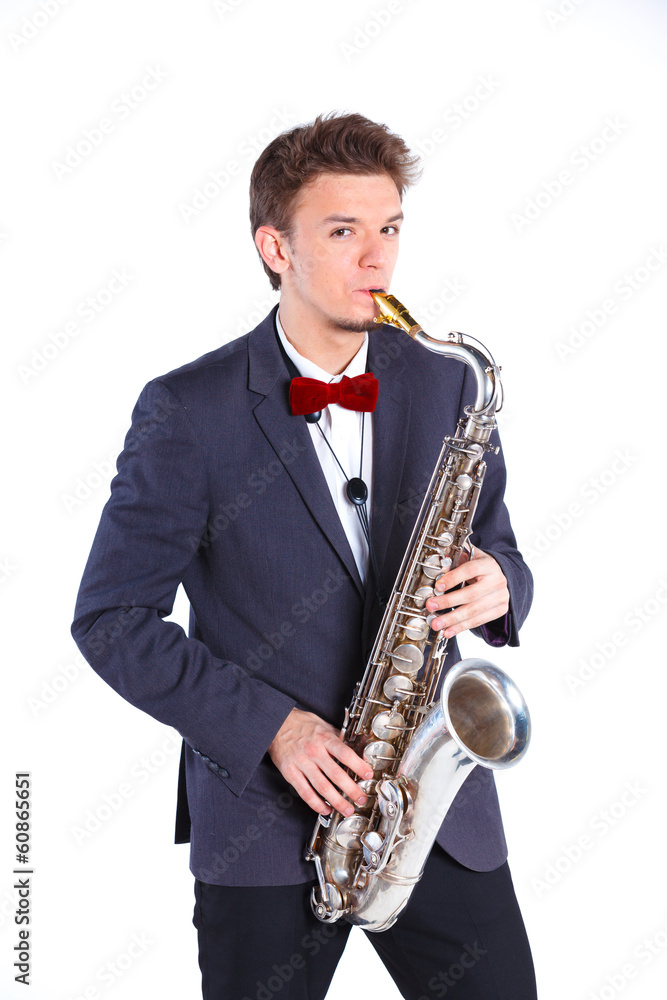 Fototapeta premium Man with saxophone