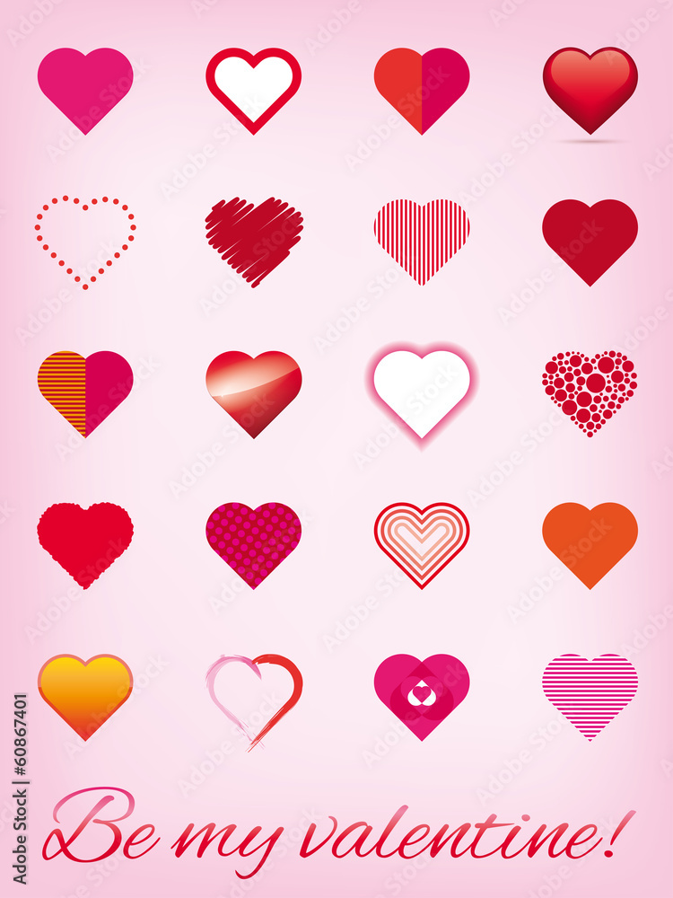 Valentine's Day Hearts Greeting Card Vector Illustration