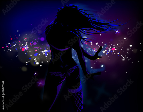 Dancing girl in blue light