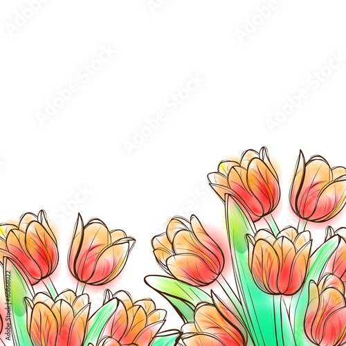 Fototapeta Naklejka Na Ścianę i Meble -  Watercolor tulips