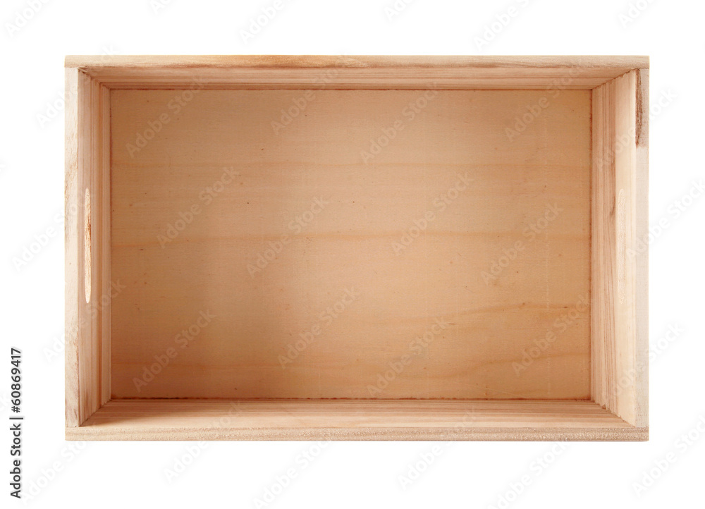 Empty wooden box. Isolated on white background Empty wooden box. Isolated on white background