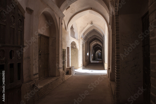 Empty bazaar in desert town Naein in Iran