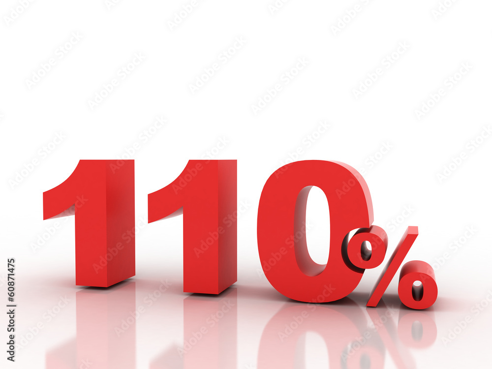 3d rendering of a one hundred ten percent discount in red lette 3d rendering of a one hundred ten percent discount in red lette