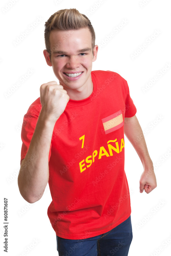 Cheering spanish sports fan with blond hair Cheering spanish sports fan with blond hair