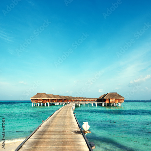 Beautiful beach with water bungalows © haveseen