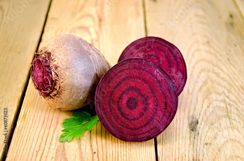 Beets with parsley on the board