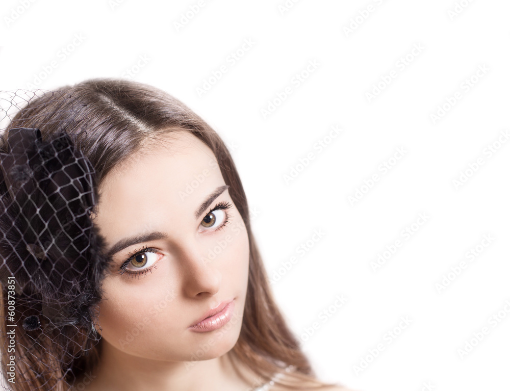 portrait of beautiful woman isolated on white portrait of beautiful woman isolated on white