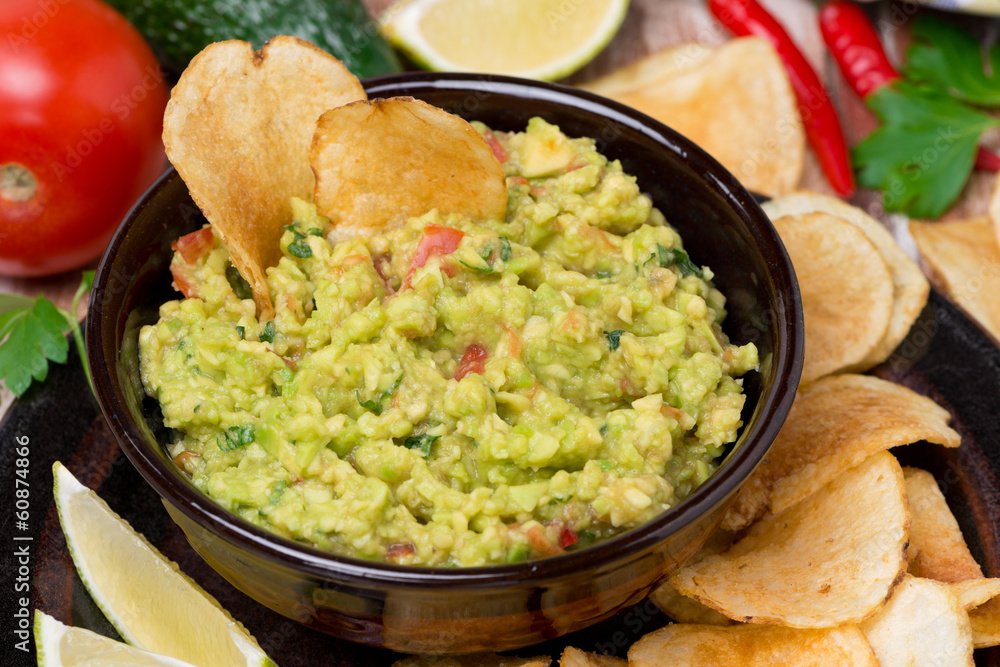 Mexican sauce guacamole, top view