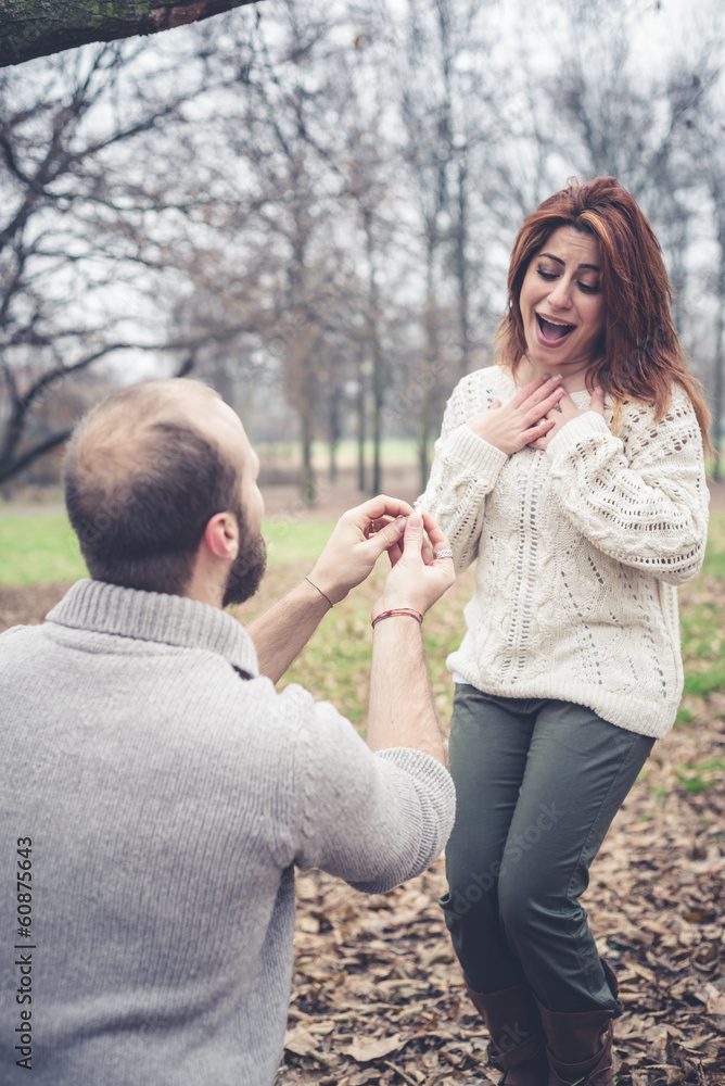 Fototapeta premium couple in love marriage proposal