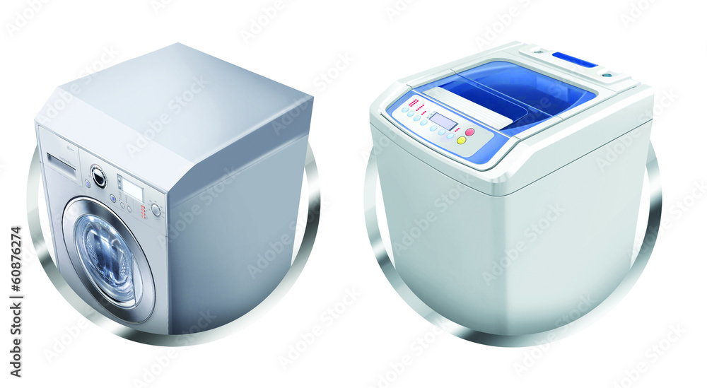 Top Load Washer and Front Load Washer 3d render Top Load Washer and Front Load Washer 3d render