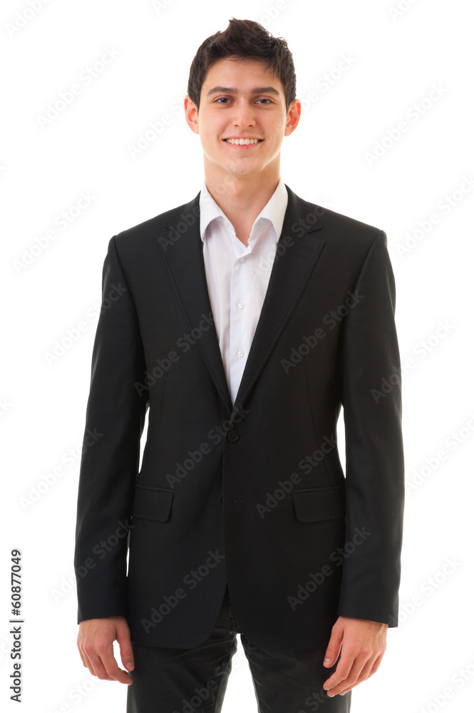 Young smiling business person man isolated on white background Young smiling business person man isolated on white background
