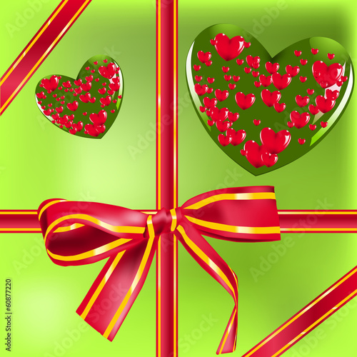 Geschenkdeckel mit Schleife und Herz