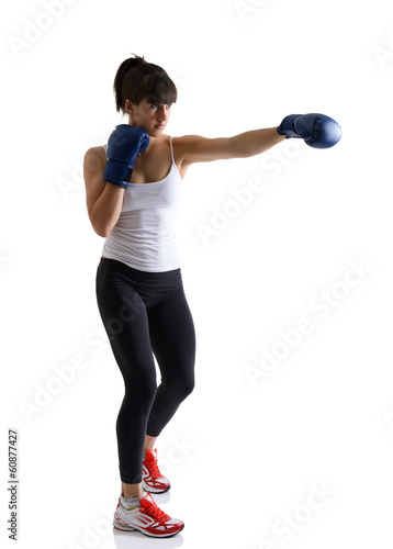 sport girl doing with exercise with boxing gloves, fitness woman