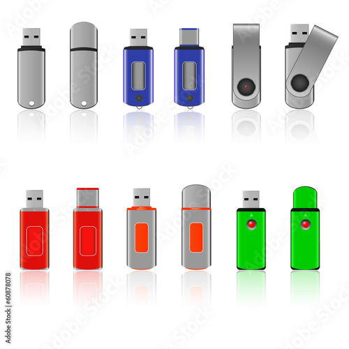 Vector USB flash drive icons