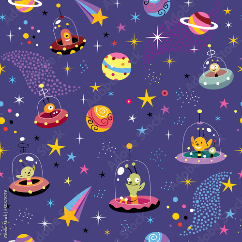 space pattern with cute aliens