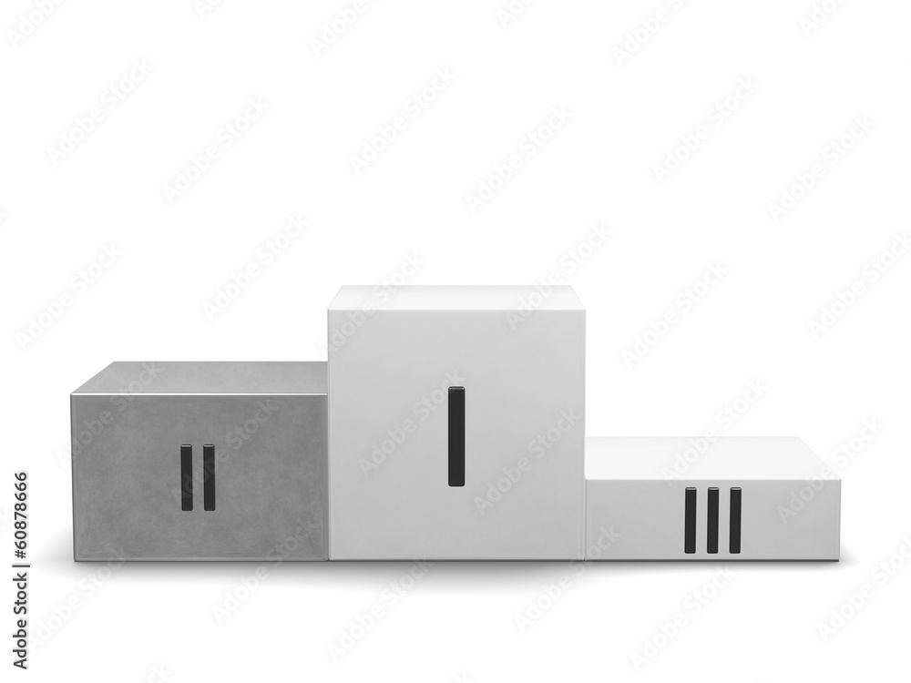 Podium with silver second cube and Roman numerals. Front view Podium with silver second cube and Roman numerals. Front view
