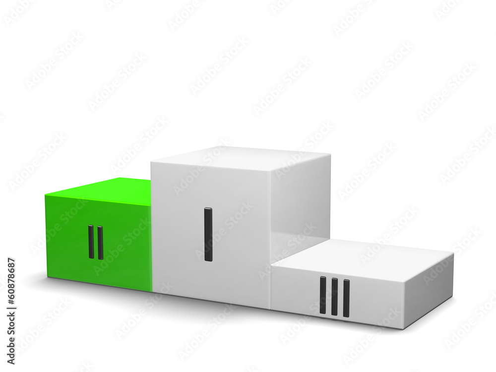 Sports victory podium with green second cube and Roman numerals Sports victory podium with green second cube and Roman numerals