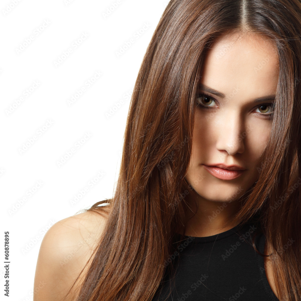 Naklejka premium girl, face of young beautiful woman, isolated on white