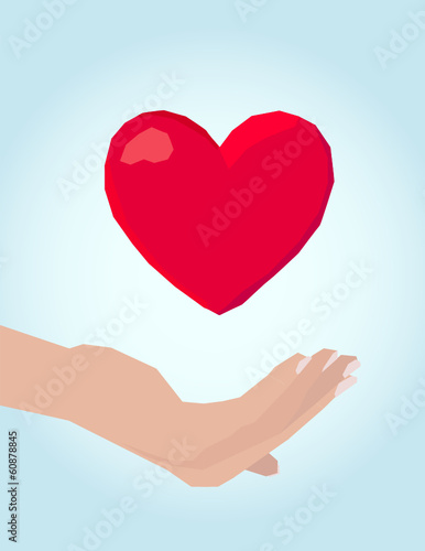 Women hand, care of heart