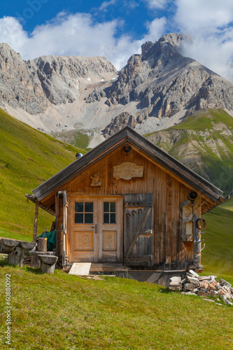 Small alpine hut in Dolomites