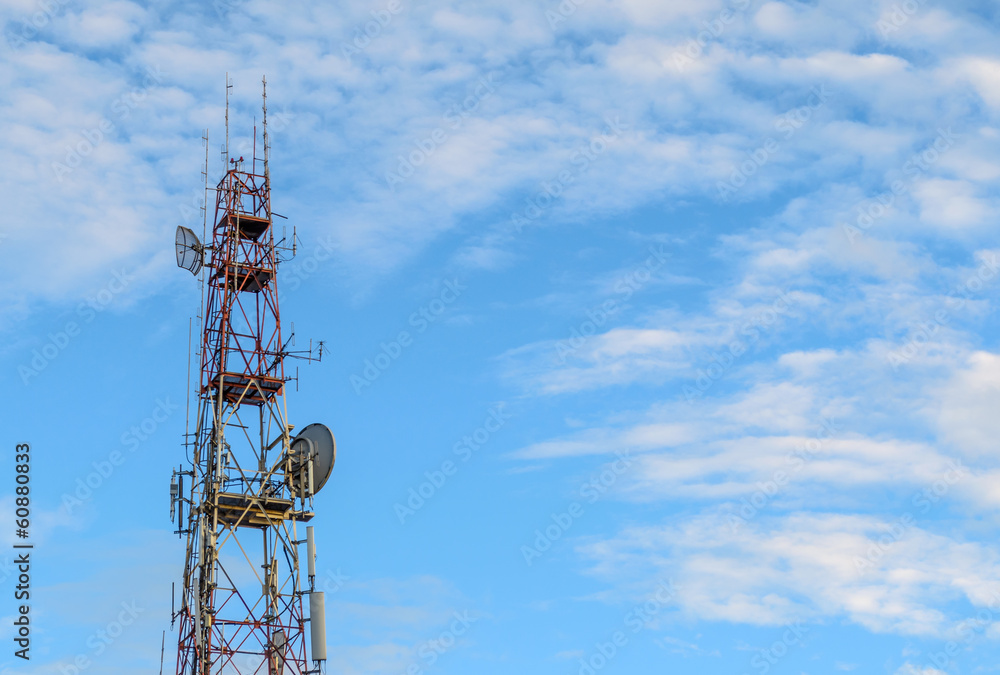 Telecommunication Towers with Blue Sky