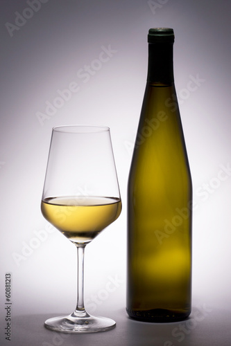 White Wine Glass With Bottle