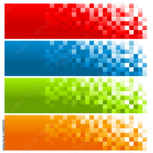 Set of Colorful Pixel Banners