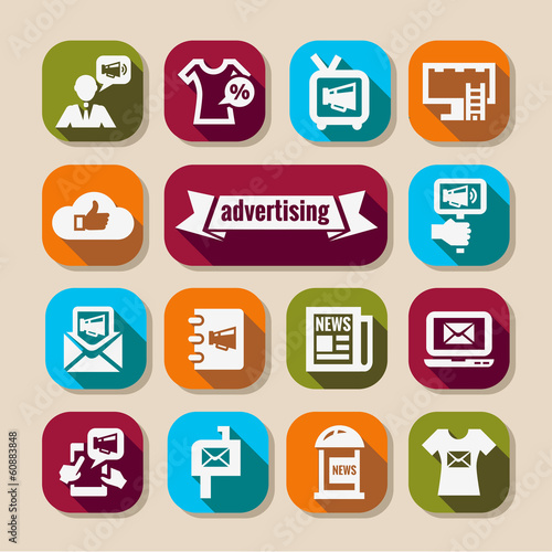 advertising long shadows icons set