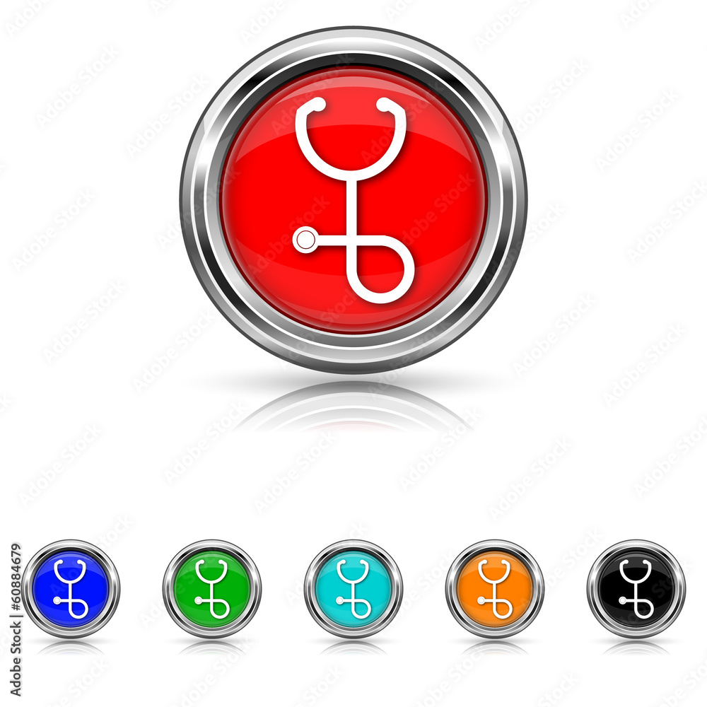 Stethoscope icon - six colours set Stethoscope icon - six colours set