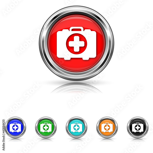 Medical bag icon - six colours set