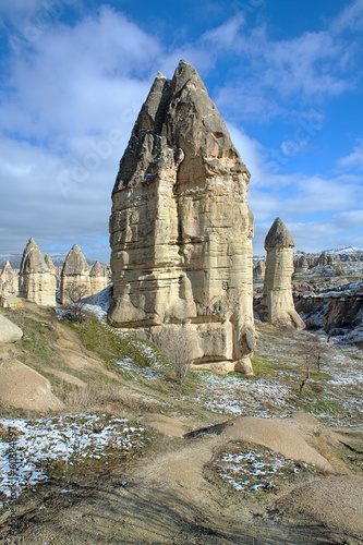 Stone columns in Gorcelid Valley in Cappadocia, Turkey