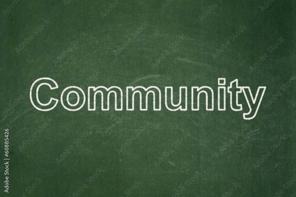 Fototapeta premium Social media concept: Community on chalkboard background
