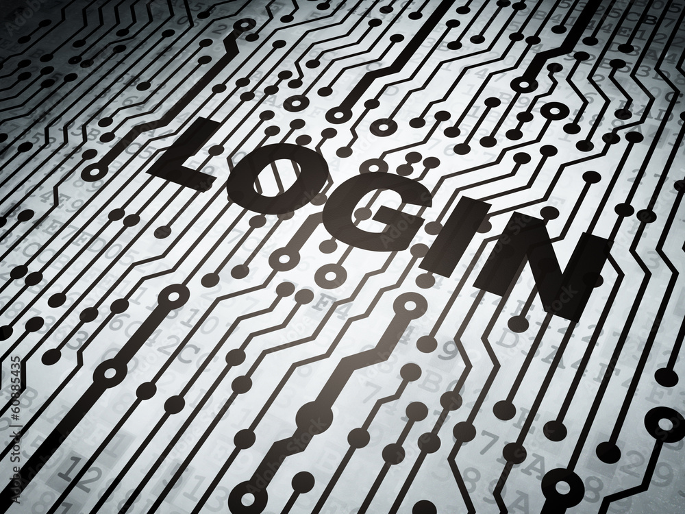 Protection concept: circuit board with Login Protection concept: circuit board with Login