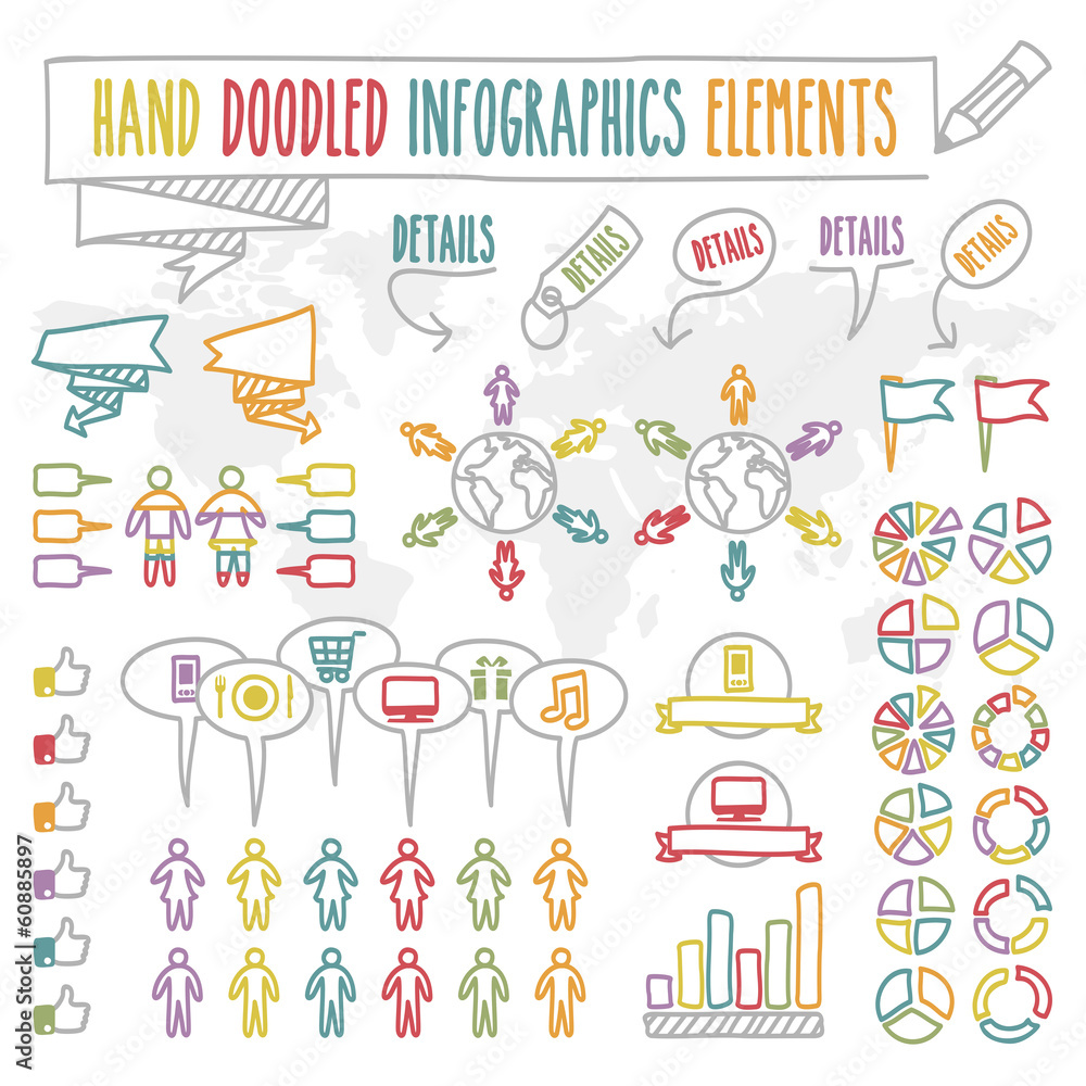 Elementos para infografía garabateados a mano Elementos para infografía garabateados a mano