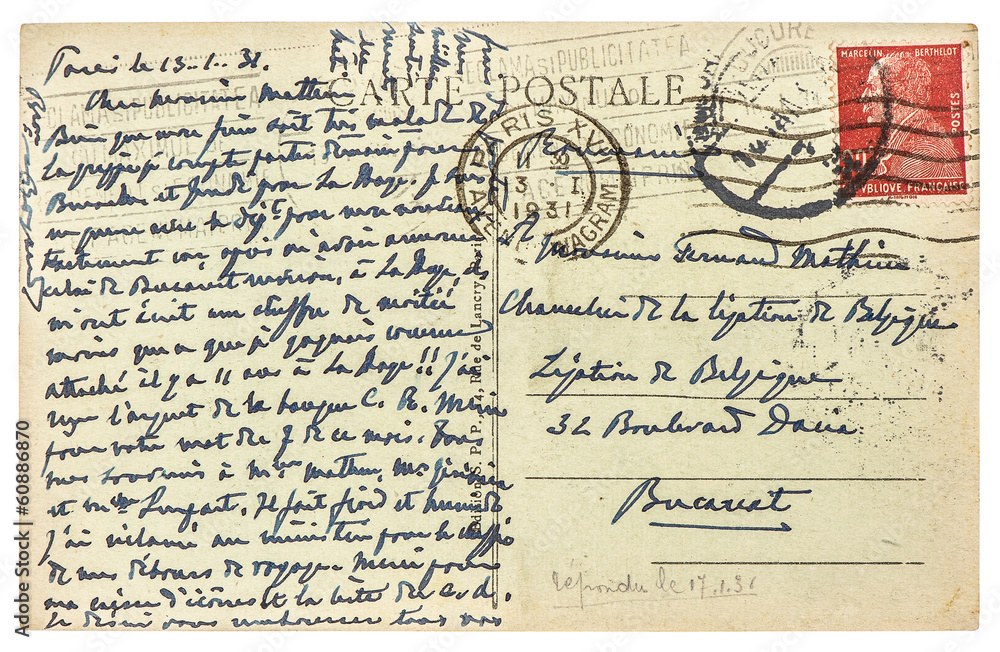 old used handwritten postcard letter with text old used handwritten postcard letter with text
