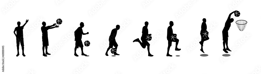 Set of Basketball Players Vector Illustration
