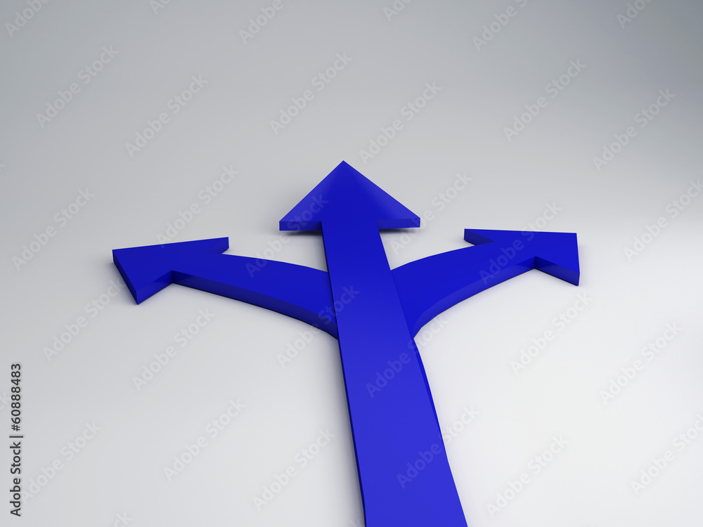 3d illustration of three arrows, choice concept 3d illustration of three arrows, choice concept