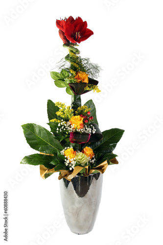 Colorful flower bouquet arrangement isolated on white.