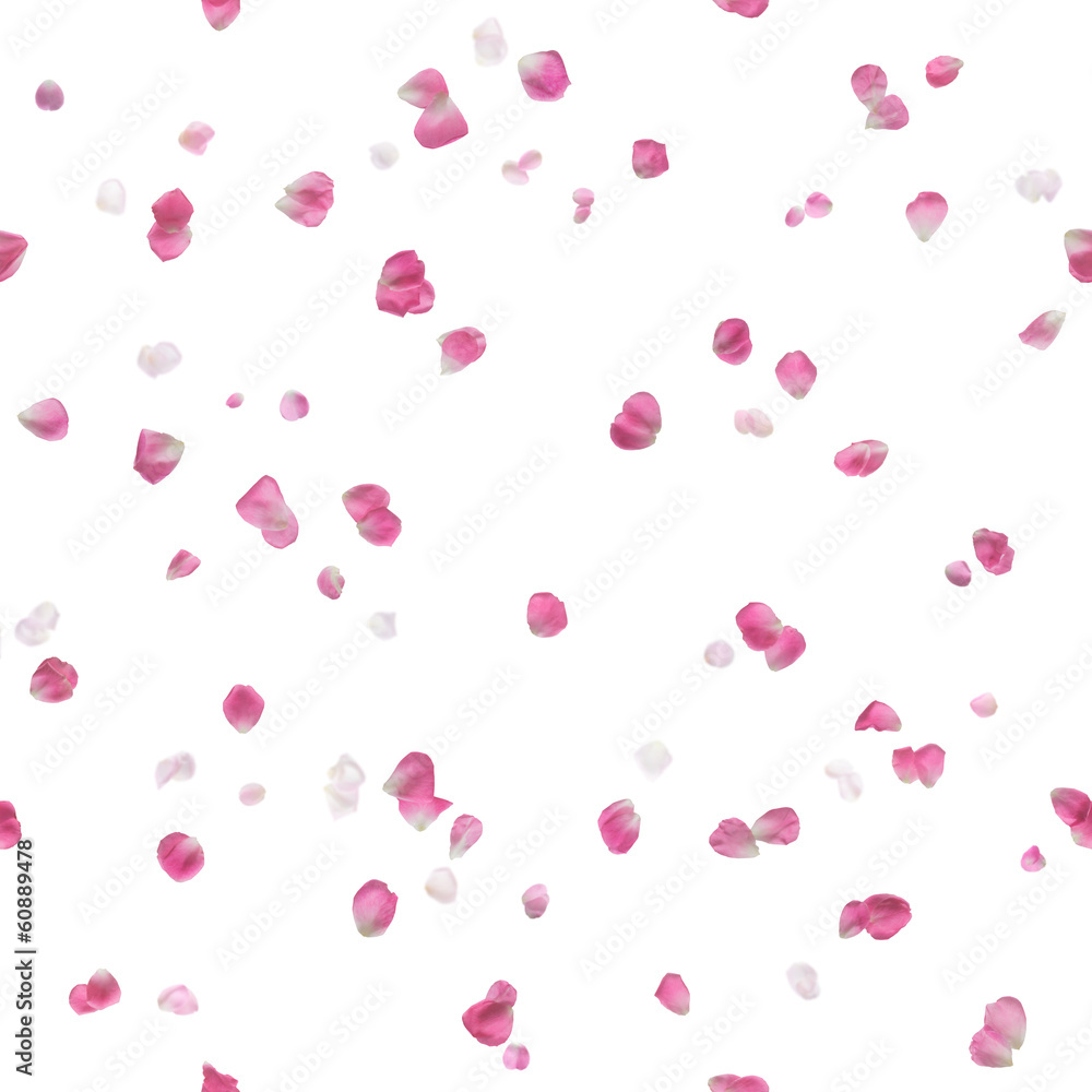 Seamless Flying Pink Rose Petals