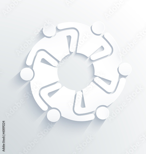 Group of People Team 6 hugging each other. 3D White Label Vector