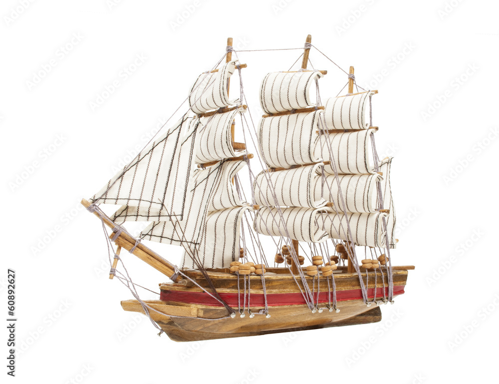 Sailing ship model isolated on white background Stock Photo | Adobe Stock