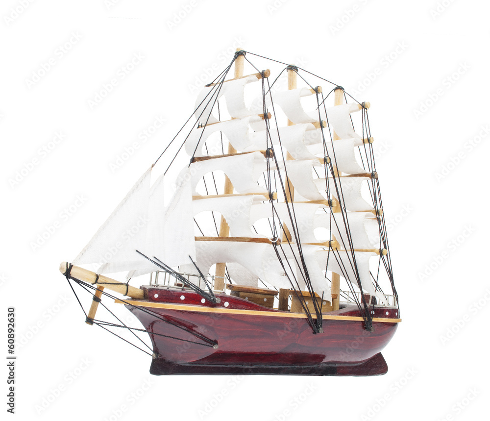 Sailing ship model isolated on white background Stock Photo | Adobe Stock