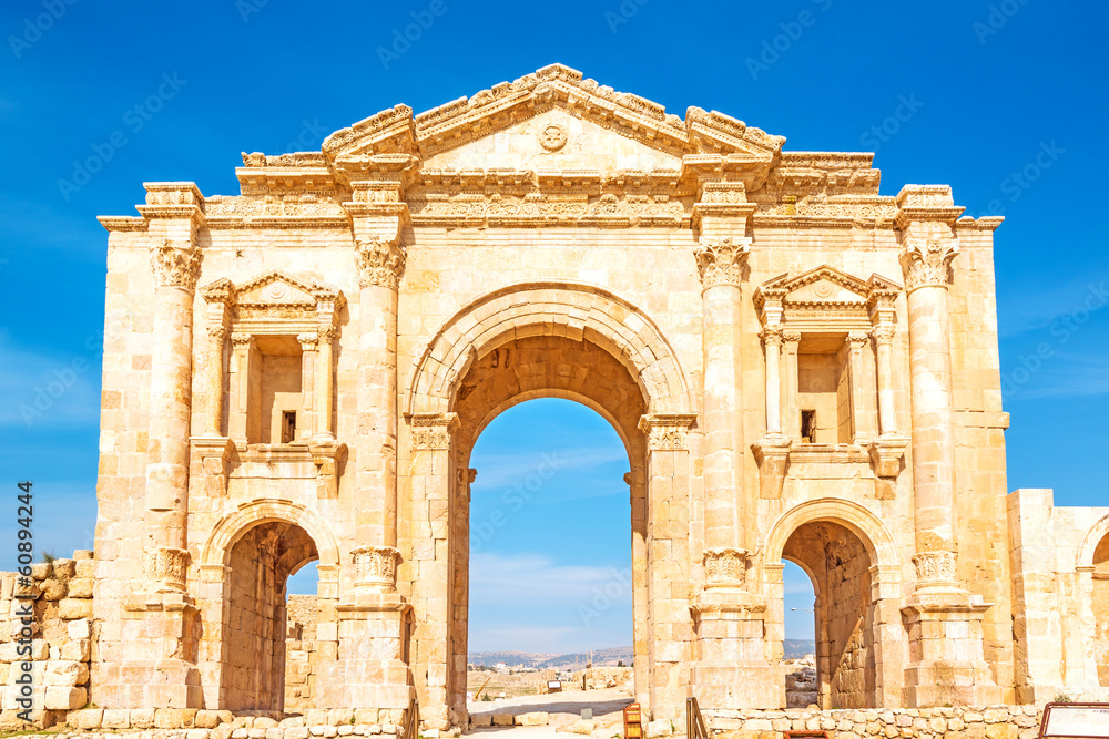 Arch of Hadrian in the ancient Jordanian city of Jerash