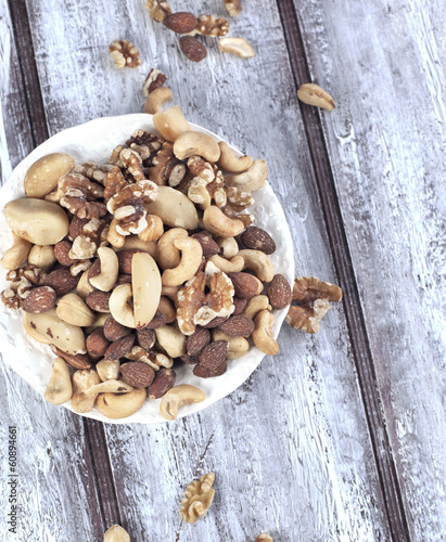 Mixed nuts - hazelnuts, walnuts, almonds, cashews, brazil nuts a