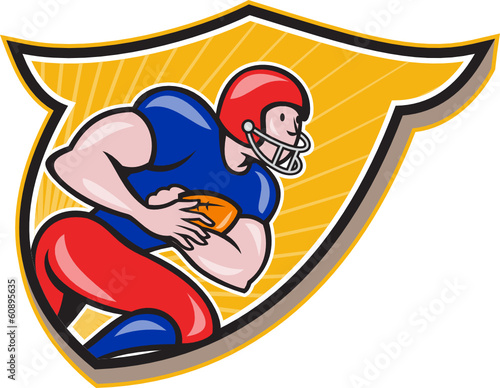 American Football Running Back Rushing Shield Cartoon