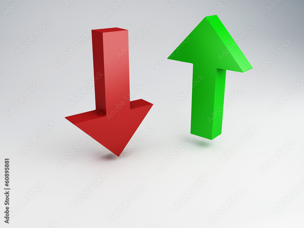 3d illustration of two arrows, choice concept 3d illustration of two arrows, choice concept