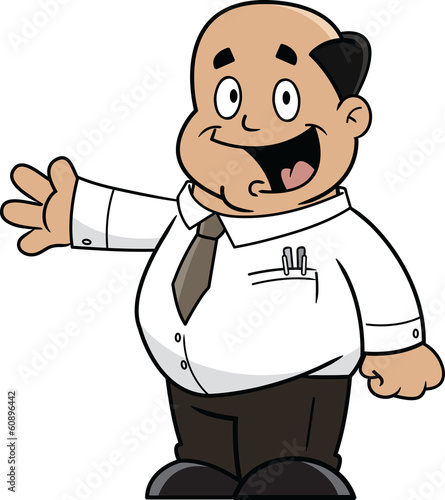 Cheerful Chubby Bald Man