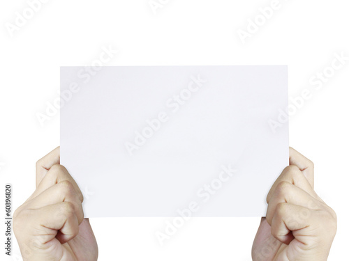 Business man handing blank business card