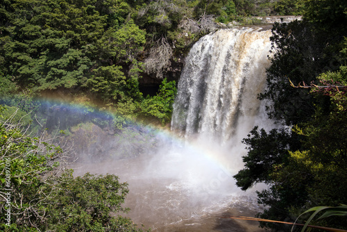 A rainbow waterfall near Kawakawa  New Zealand